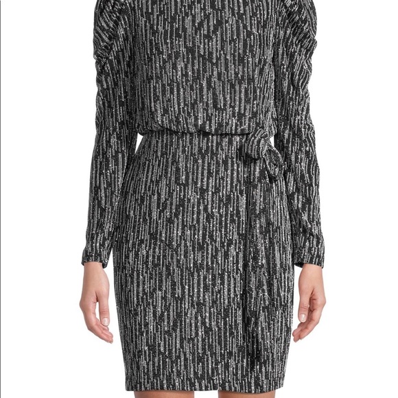Aiden Mattox Puff Sleeve Metallic Knit Dress - Picture 5 of 5